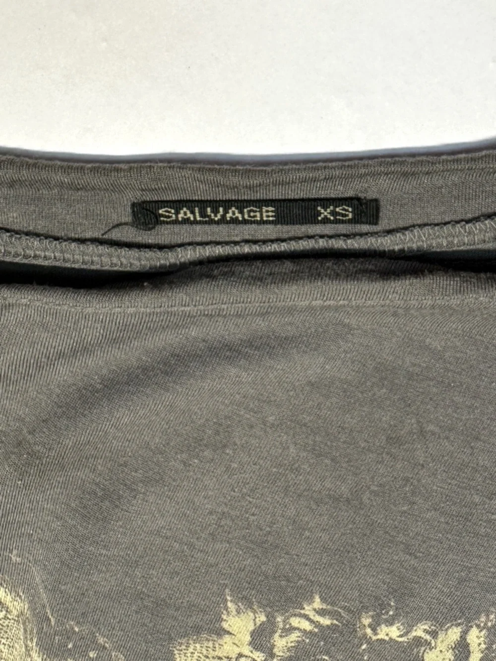 Salvage Y2K Grunge Gray Snap Button Rocker Punk Rivet Thrashed Thin Top XS - Picture 8 of 16